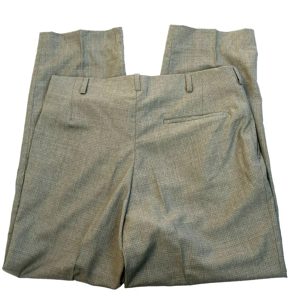 Oxxford Clothes Suit Surgeon Cuff Bespoke 42 44 S Pants 34 Check Plaid Tan Gray